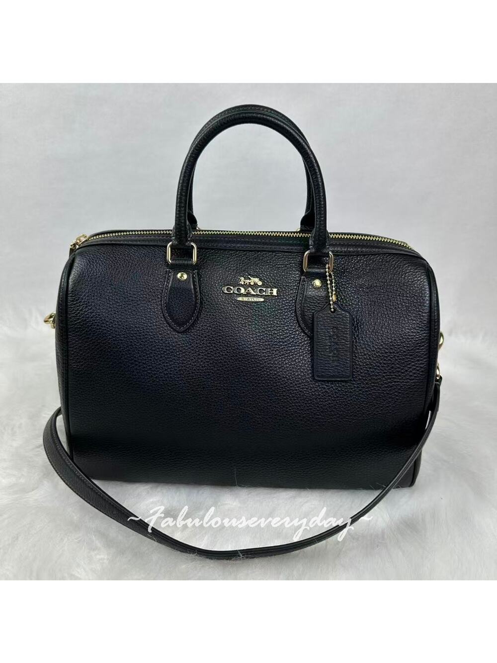 Coach Rowan Large Satchel Bag Crossbody in Leather Gold/Black CV960 NWT